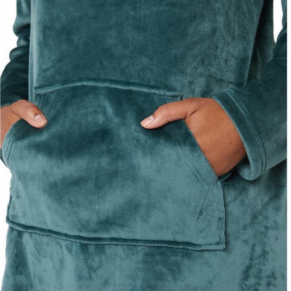 Women’s Sleepwear 32 Degrees Ladies Hooded Velour Lounger Peacock Blue S/M, L/XL - Picture 2 of 9